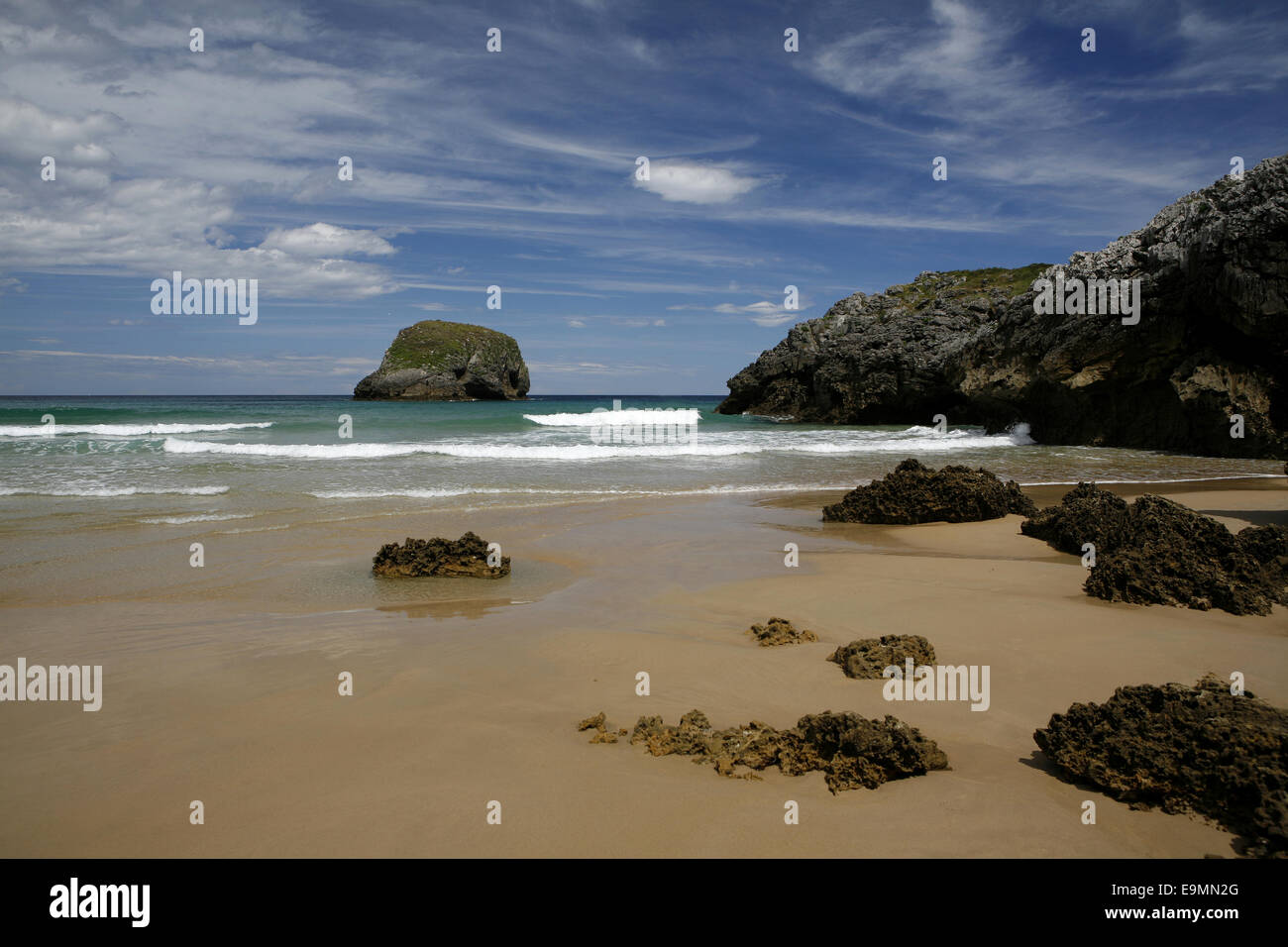 Felsen, spanische Atlantikküste, Costa Verde, Llanes, Asturien, Spanien Stockfoto