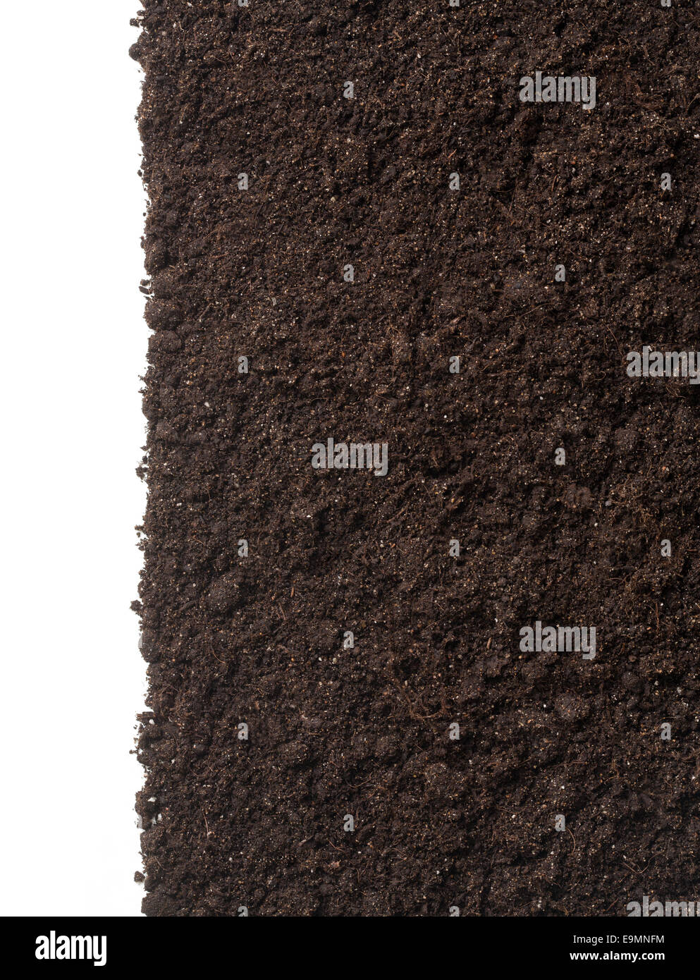 Boden oder Schmutz Textur isoliert auf weißem Hintergrund Stockfoto
