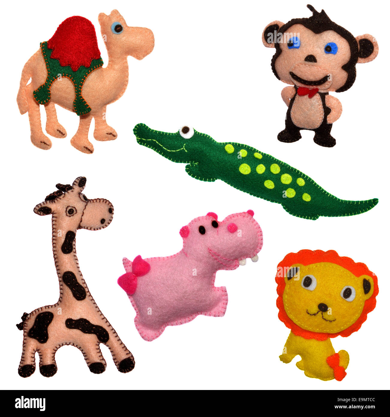 Filz Spielzeug-Safaritiere Stockfoto