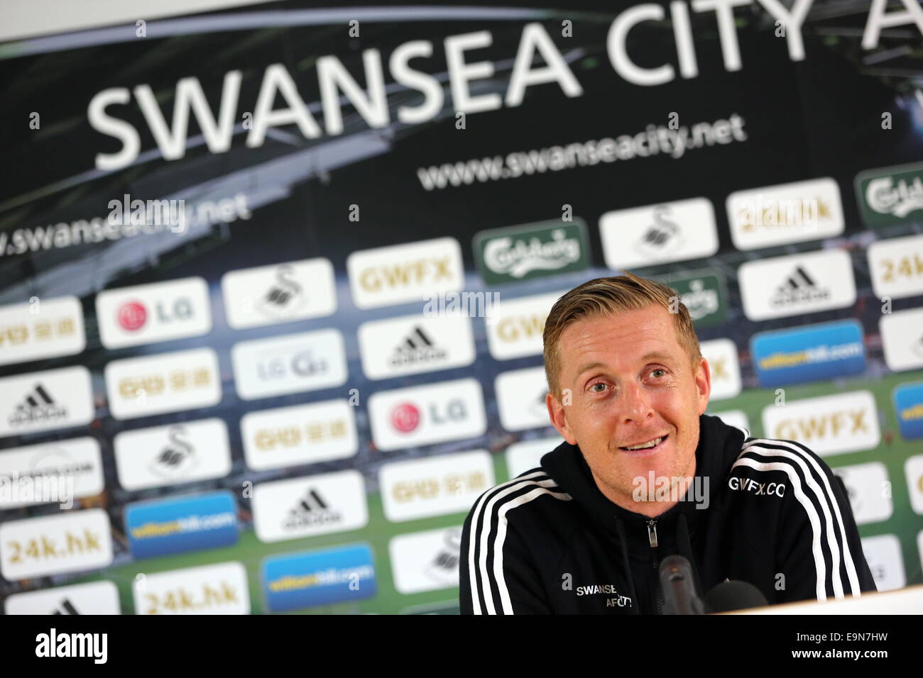 Swansea, Großbritannien. Donnerstag, 30. Oktober 2014 im Bild: Manager Garry Mönch.   Re: Swansea City FC Pressekonferenz vor ihrer Premier-League-Spiel gegen Everton. Liberty Stadium, UK. Bildnachweis: D Legakis/Alamy Live-Nachrichten Stockfoto