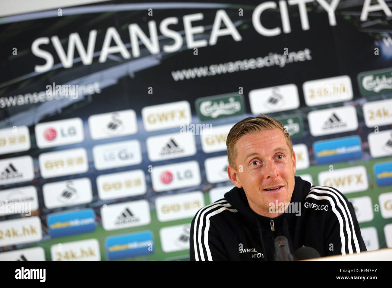 Swansea, Großbritannien. Donnerstag, 30. Oktober 2014 im Bild: Manager Garry Mönch.   Re: Swansea City FC Pressekonferenz vor ihrer Premier-League-Spiel gegen Everton. Liberty Stadium, UK. Bildnachweis: D Legakis/Alamy Live-Nachrichten Stockfoto