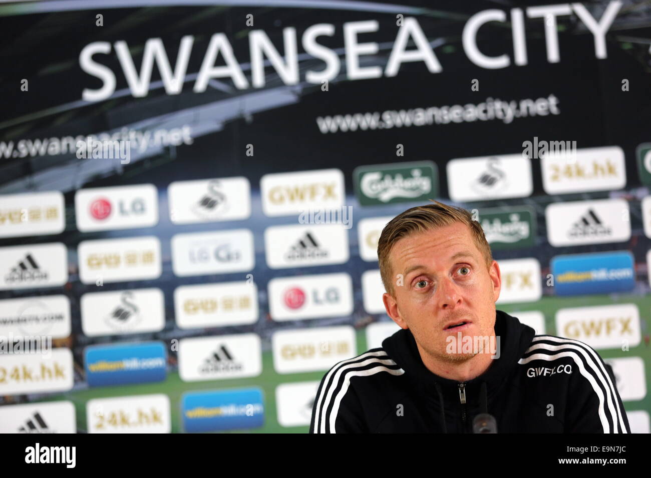 Swansea, Großbritannien. Donnerstag, 30. Oktober 2014 im Bild: Manager Garry Mönch.   Re: Swansea City FC Pressekonferenz vor ihrer Premier-League-Spiel gegen Everton. Liberty Stadium, UK. Bildnachweis: D Legakis/Alamy Live-Nachrichten Stockfoto