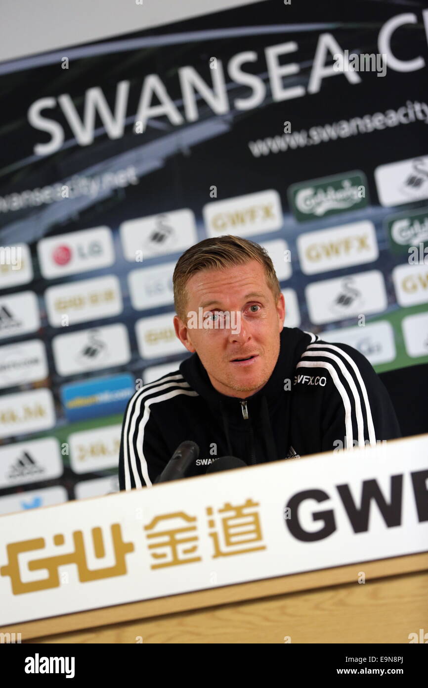 Swansea, Großbritannien. Donnerstag, 30. Oktober 2014 im Bild: Manager Garry Mönch.   Re: Swansea City FC Pressekonferenz vor ihrer Premier-League-Spiel gegen Everton. Liberty Stadium, UK. Bildnachweis: D Legakis/Alamy Live-Nachrichten Stockfoto
