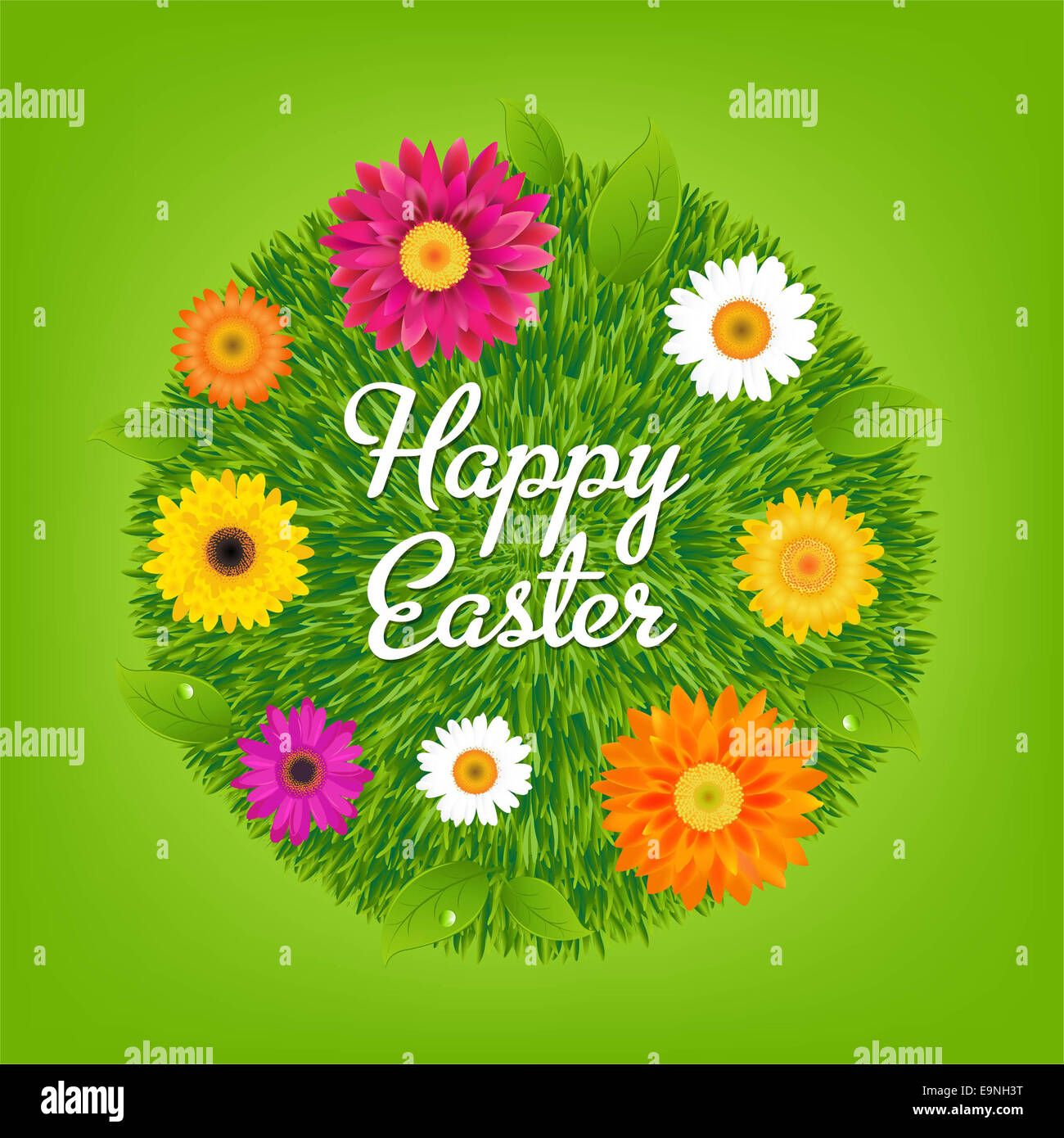 Frohe Ostern-Ball mit Blumen Stockfoto