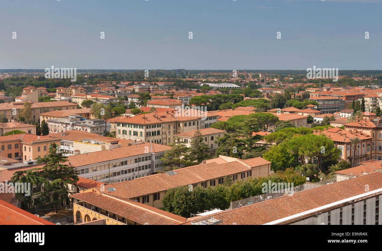 Pisa Stadtbild. Blick vom Schiefen Turm. Toskana, Italien. Stockfoto