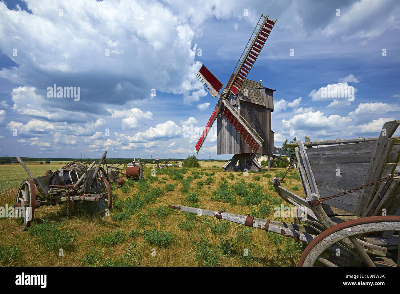 Bockwindmühle Ludwig in Authausen, Sachsen, Deutschland Stockfoto