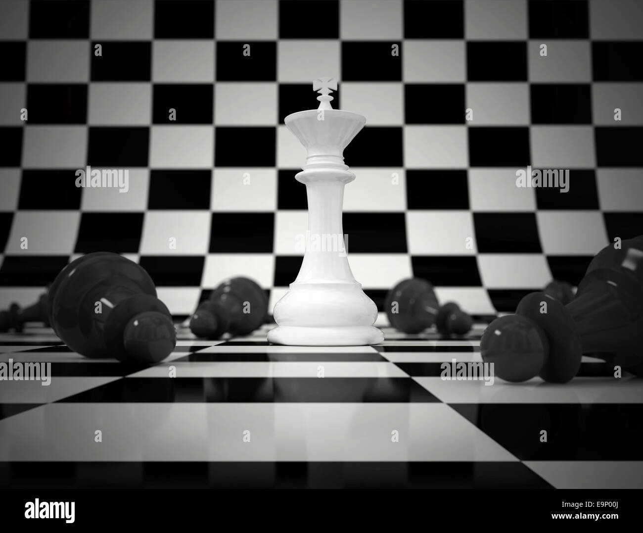Weiß Schach-König stehend nach der Schlacht Stockfoto