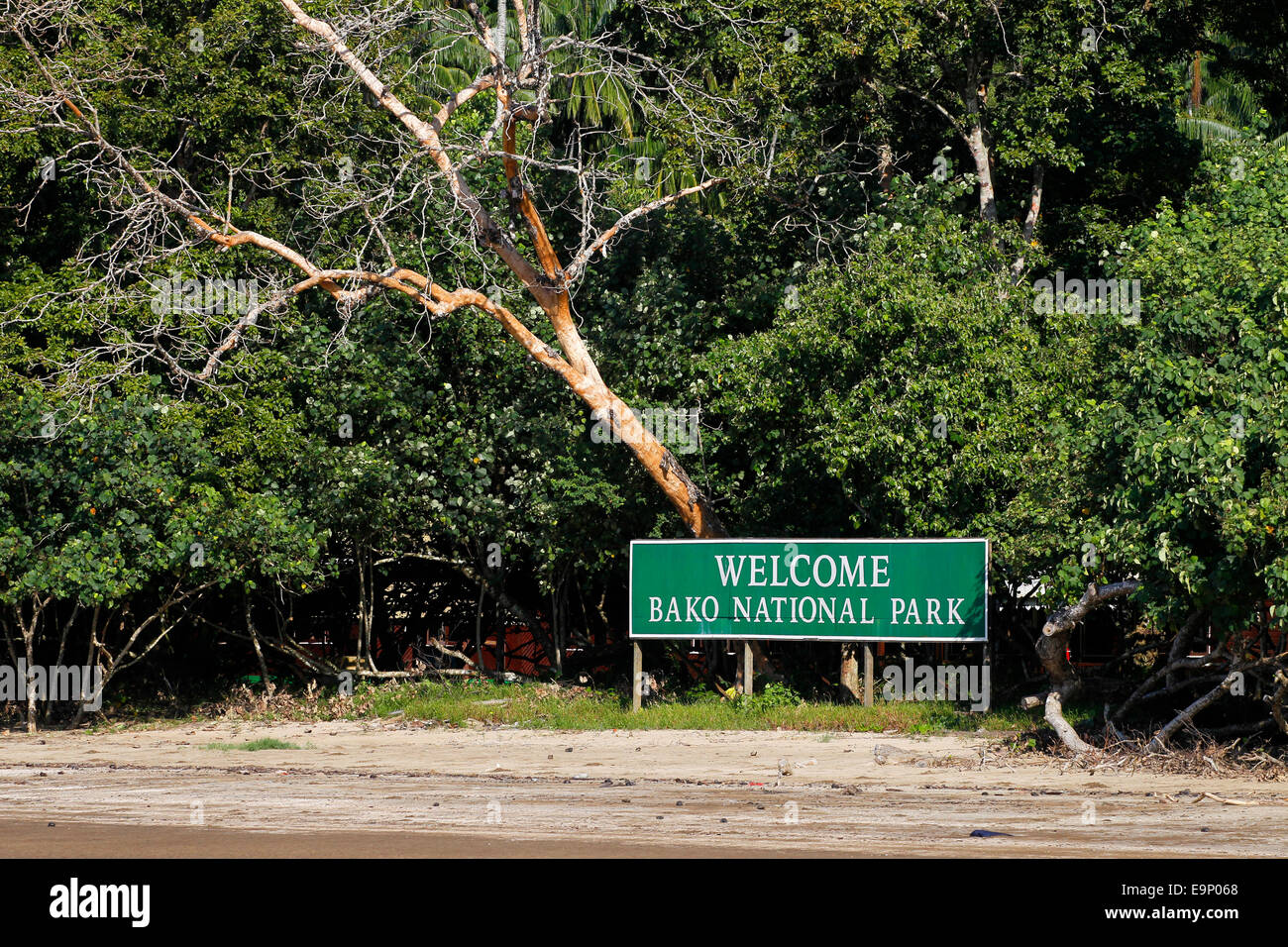 Bako Nationalpark Zeichen, Sarawak, Malaysia Stockfoto