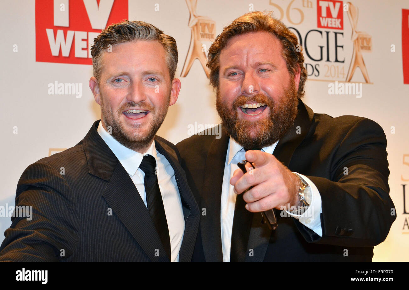 Drücken Sie sich 2014 TV Woche Logie Awards statt im Crown Casino - Zimmer mit: Stephen Curry, Shane Jacobson Where: Melbourne, Australien als: 27. April 2014 Stockfoto