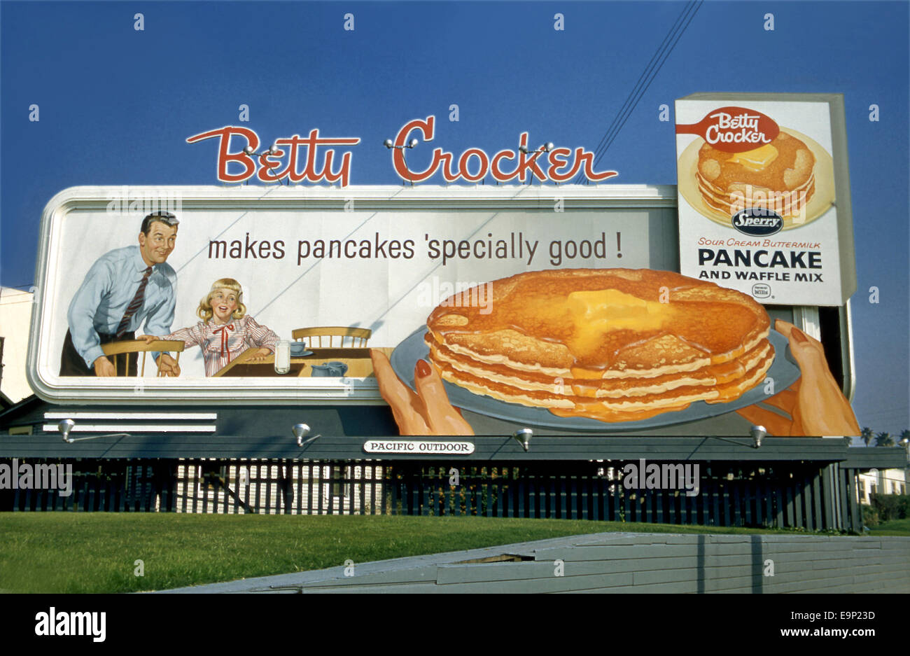 Betty Crocker Pfannkuchen mix Billboard ca. 1950er Jahre Stockfoto