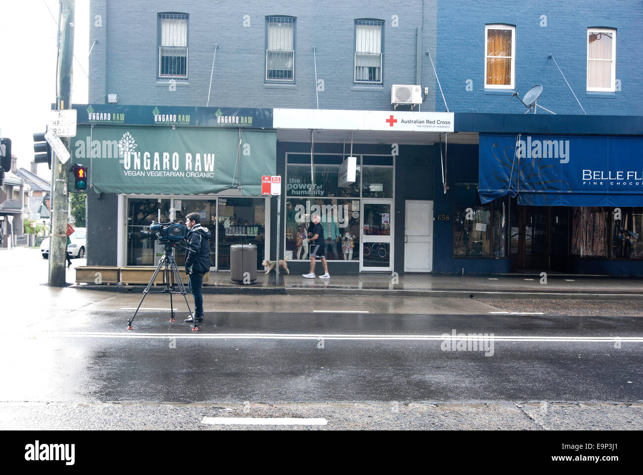 Die Schließung der Darling Street, Rozelle, kurz nach der tödlichen Shop-Explosion, die drei Menschen getötet. Stockfoto