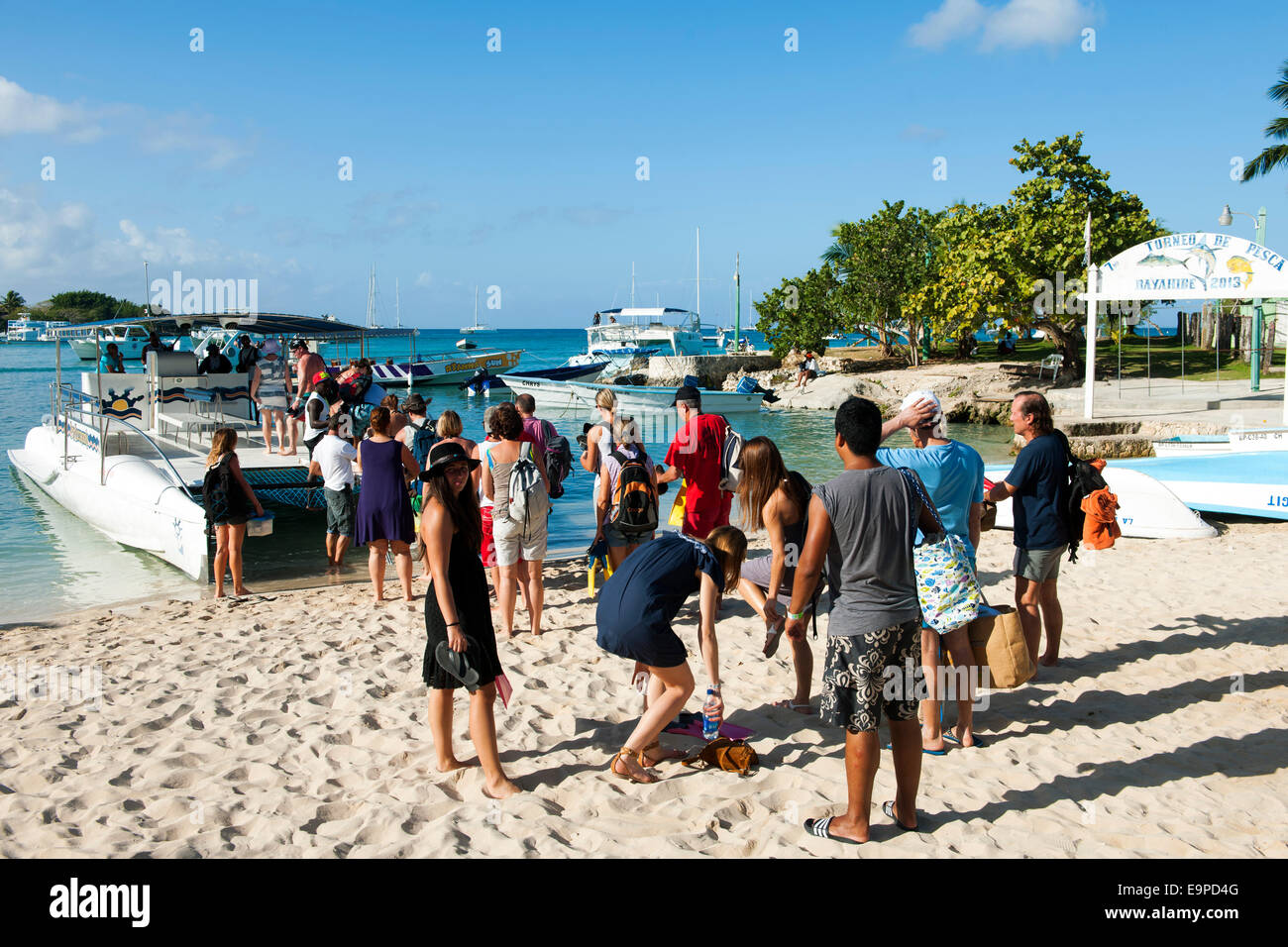 Dominikanische Republik, Osten, Bayahibe, ausflugsboot zur Insel Saona Stockfoto