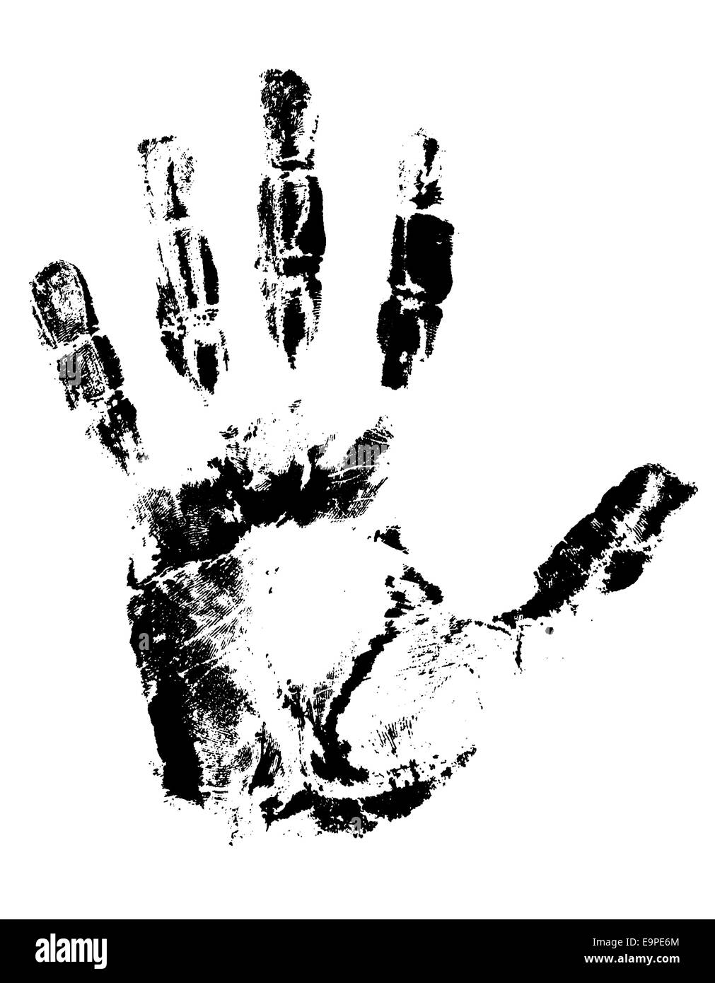 Handabdruck schwarz Abbildung auf grauem Hintergrund isoliert Stockfoto