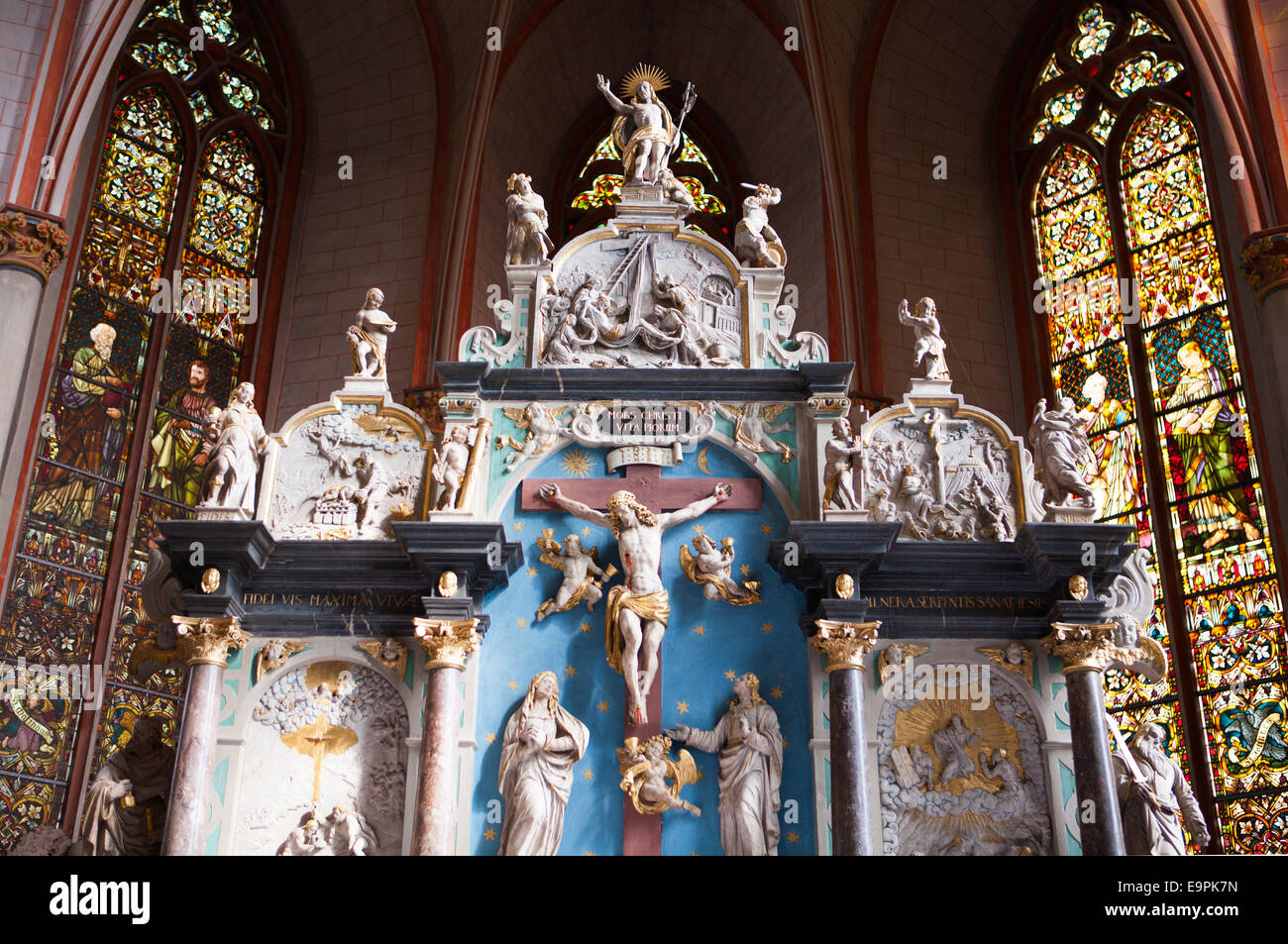 Altar, Str. Marys Kirche, Marburg, Hessen, Deutschland, Europa, Stockfoto