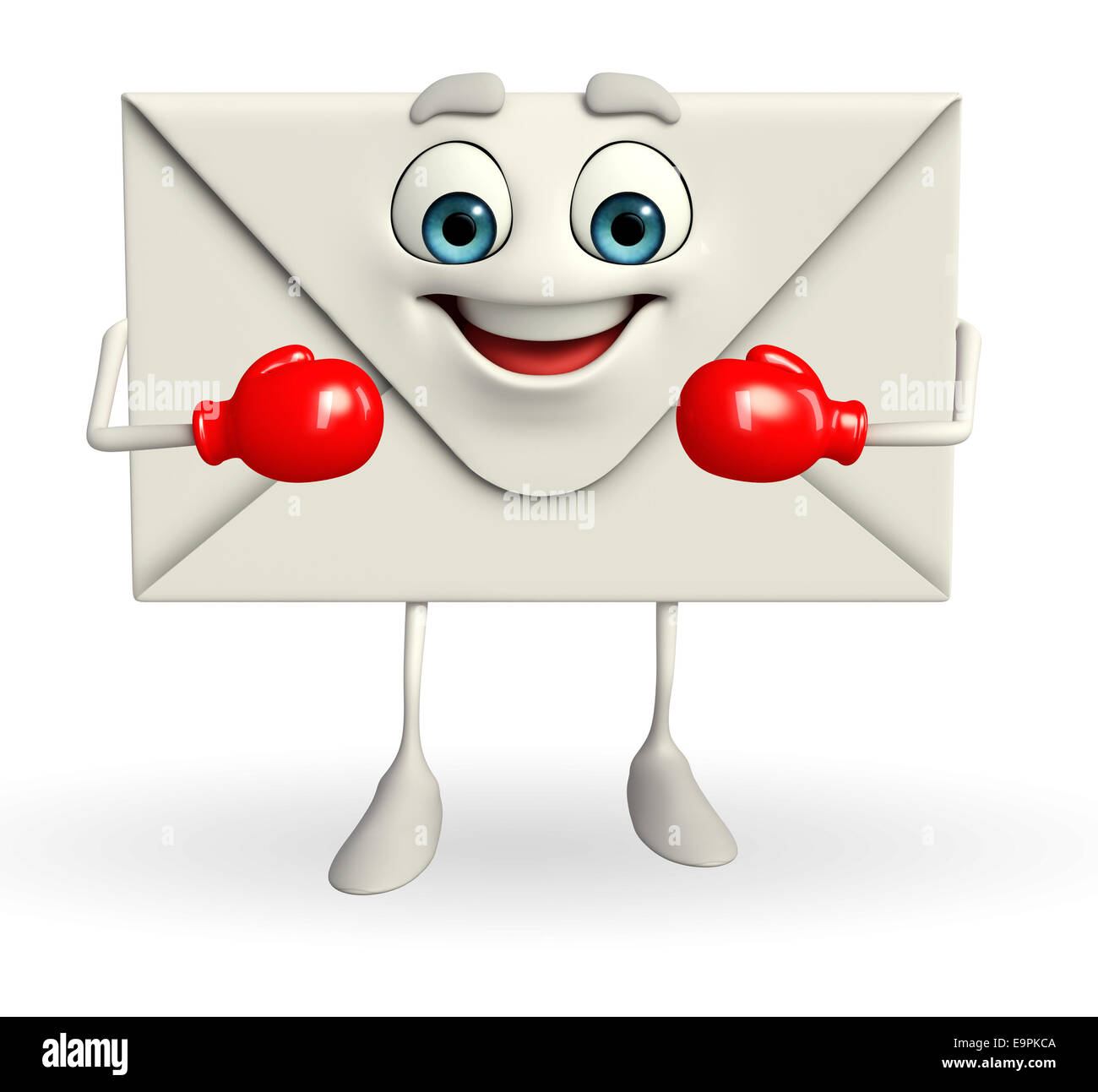 Cartoon-Figur von Mail mit Boxhandschuhen Stockfoto