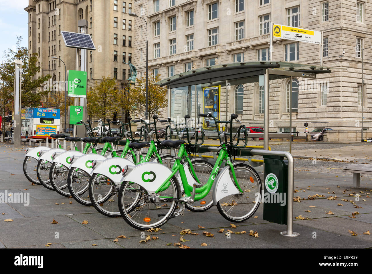Ein Citybike-Station in Liverpool. Citybike ist die größte öffentliche Fahrrad außerhalb Londons Stockfoto