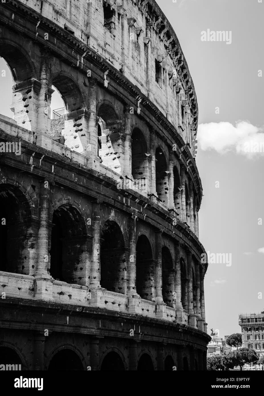 Rom - Kolosseum oder Kolosseum, auch bekannt als das flavische Amphitheater. Stockfoto