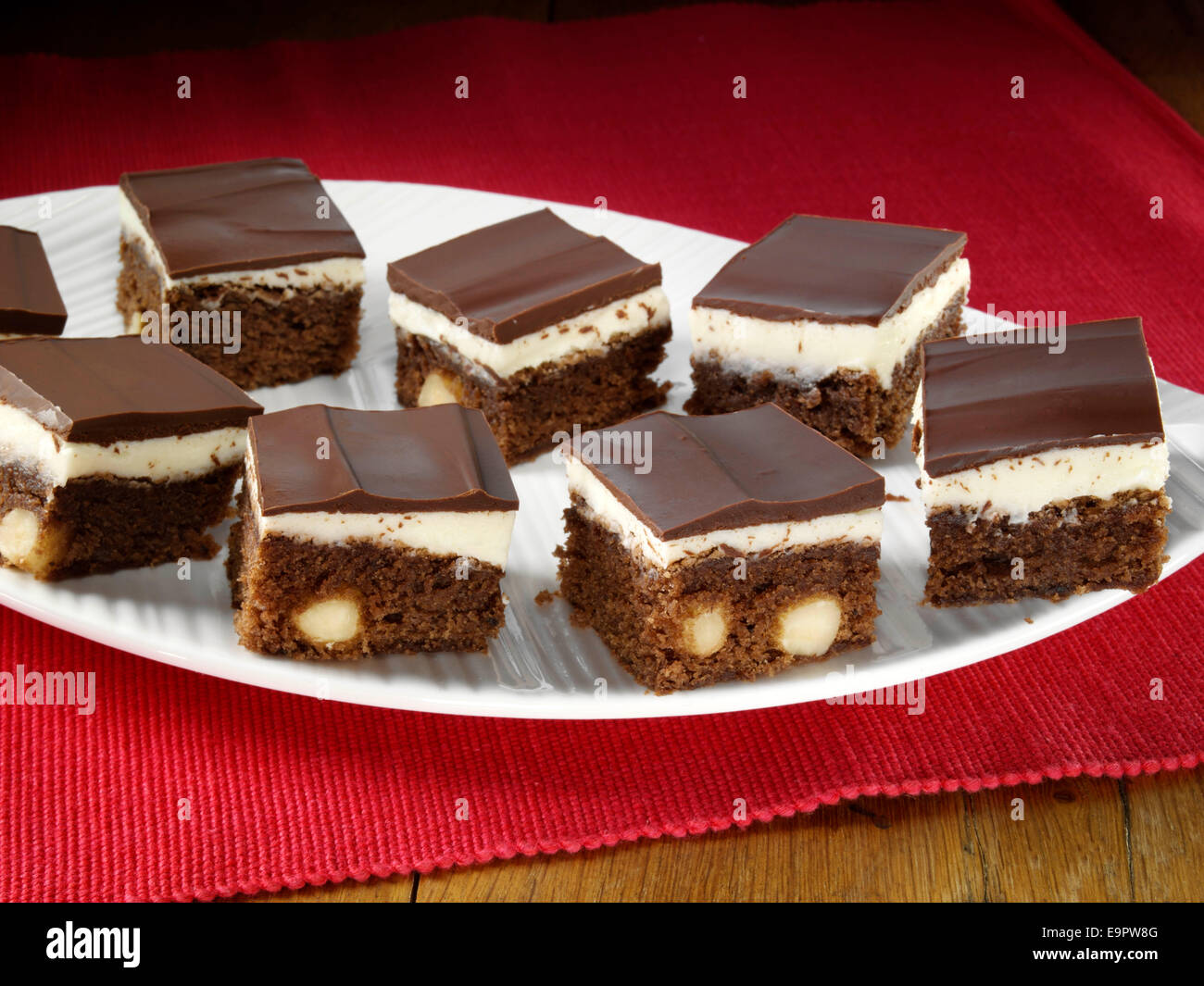 Double chocolate Mint brownies Stockfoto