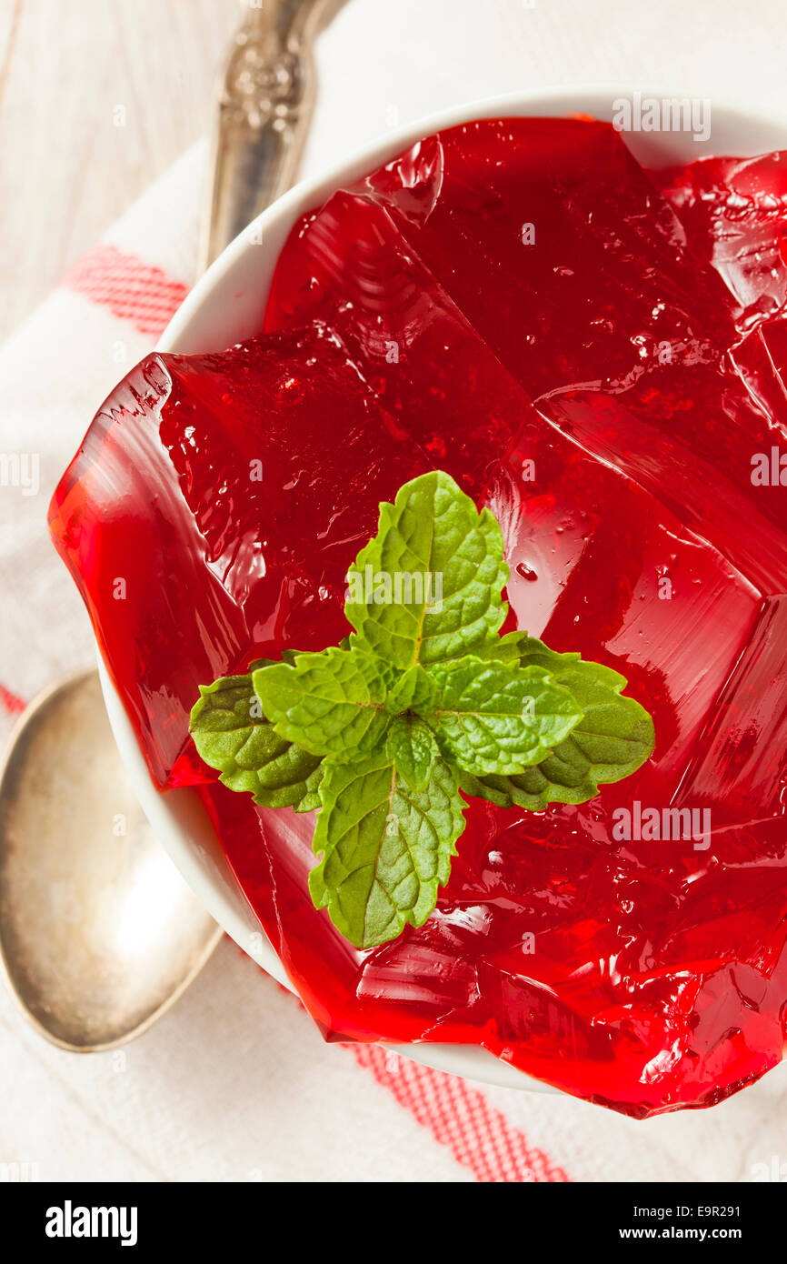 Hausgemachte rote Kirsche Gelatine Dessert in einer Schüssel Stockfoto