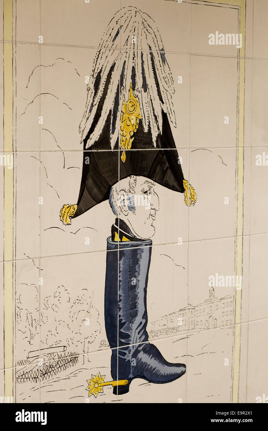 Wellington in einer Reitstiefel gemalt auf Fliesen in London Stockfoto