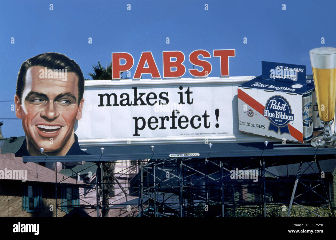 Pabst Bier Billboard ca. 1950er Jahre Stockfoto