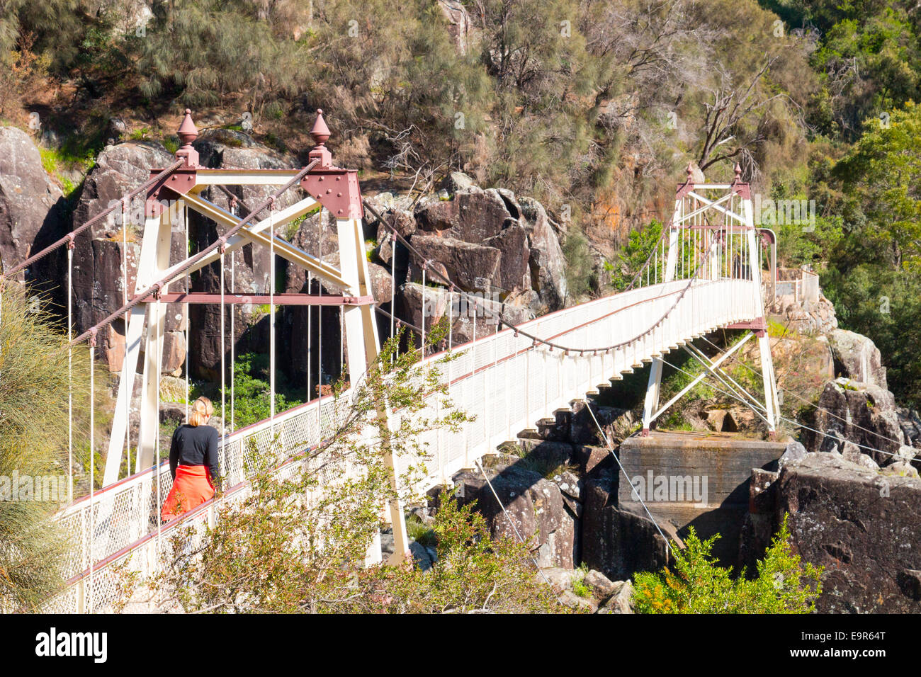 Alexander-Hängebrücke bei Cataract Gorge, Launceston, Tasmania, Australien Stockfoto