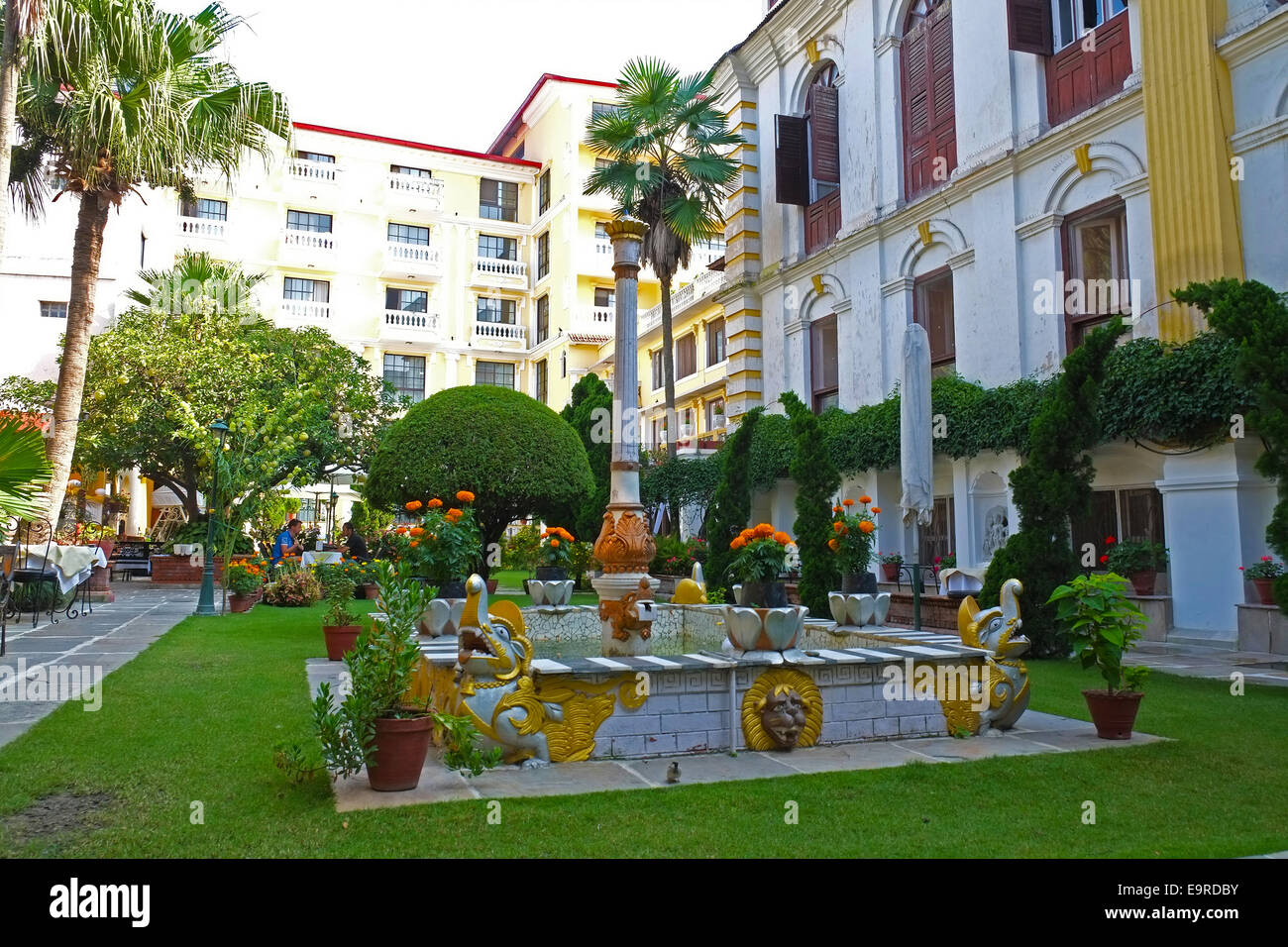 Nepal Kathmandu Guest House-Hof Stockfoto