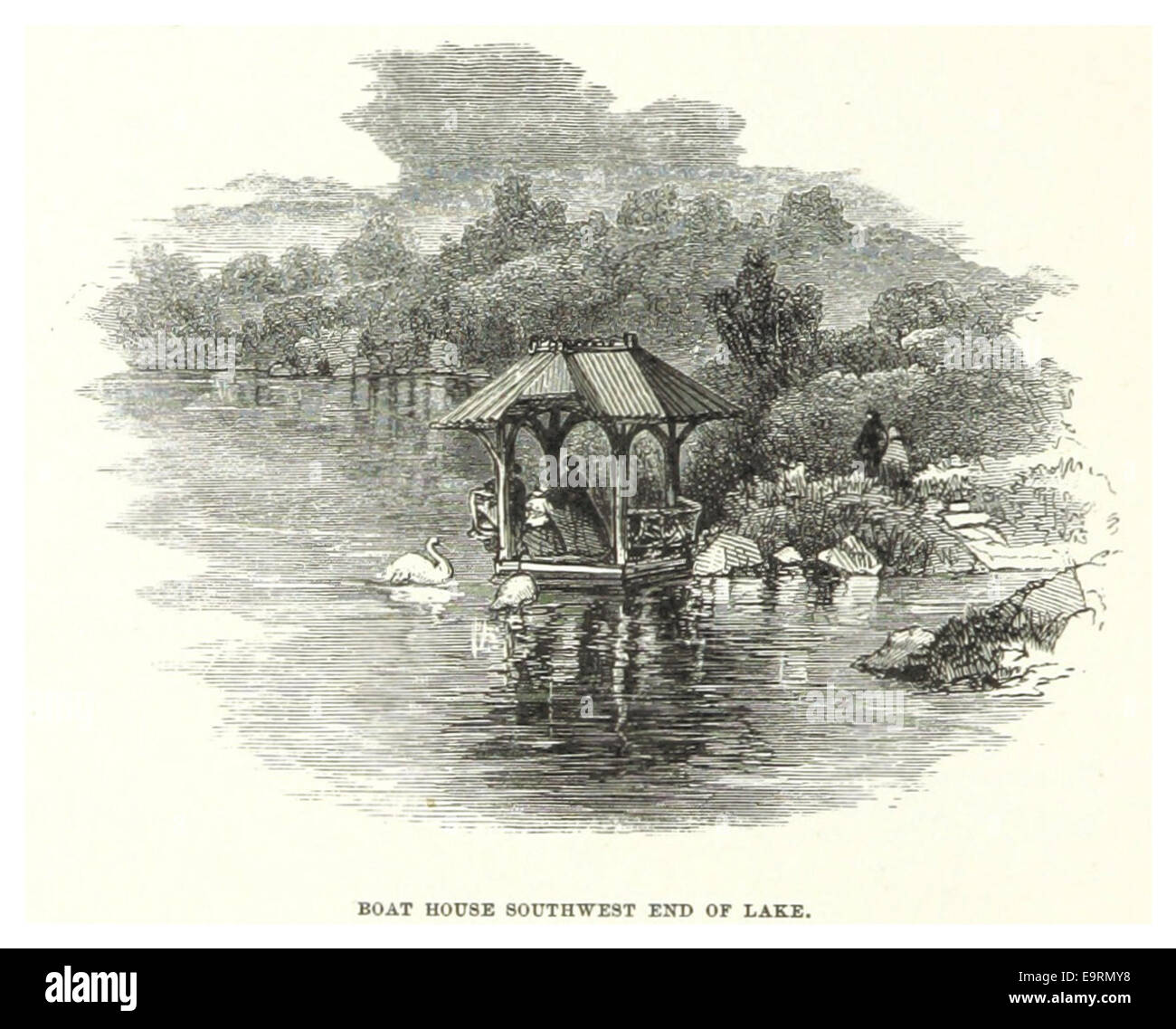 NYC-CentralPark (1869) p072 Boot Haus Südwesten Ende des Sees Stockfoto