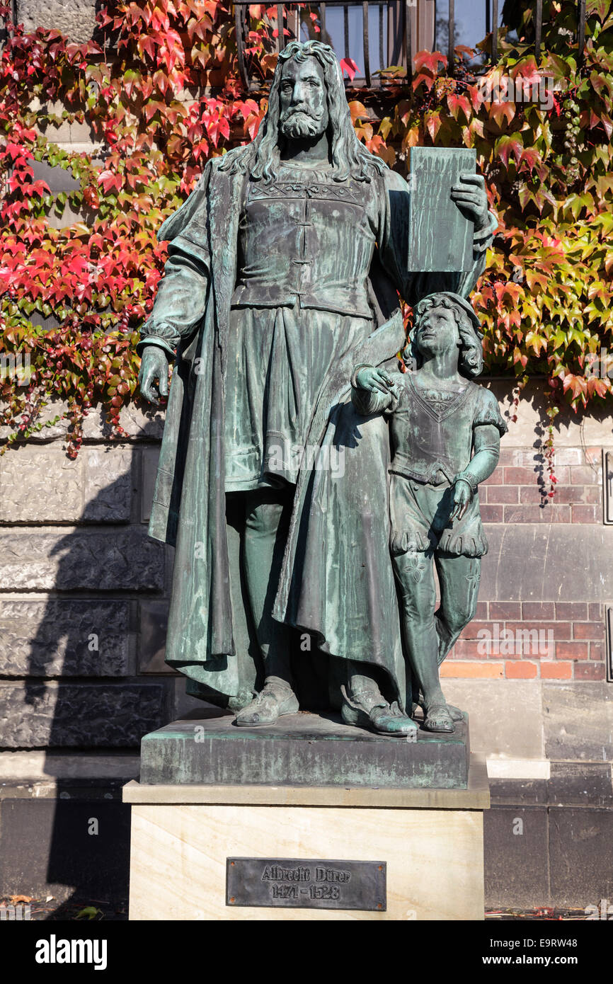Statue von Albrecht Dürer vor dem Nationalmuseum, Wroclaw, Polen Stockfoto