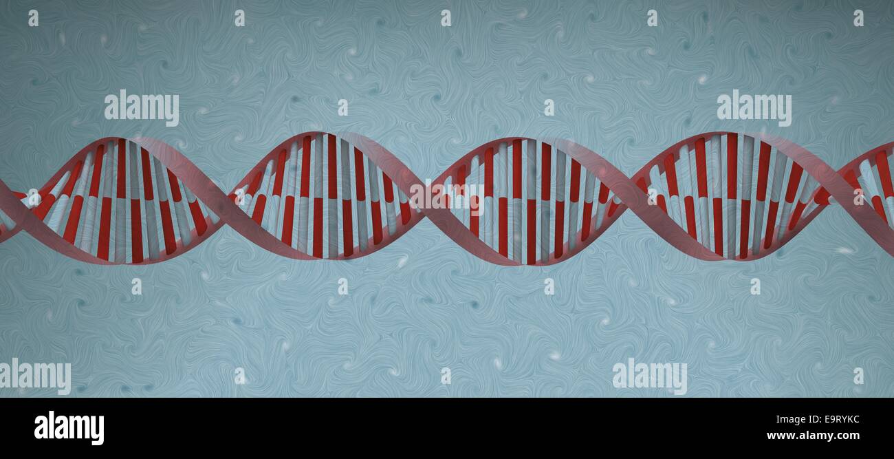 3D DNA-Helix Zelle Struktur Molekül auf grünem Hintergrund Stockfoto
