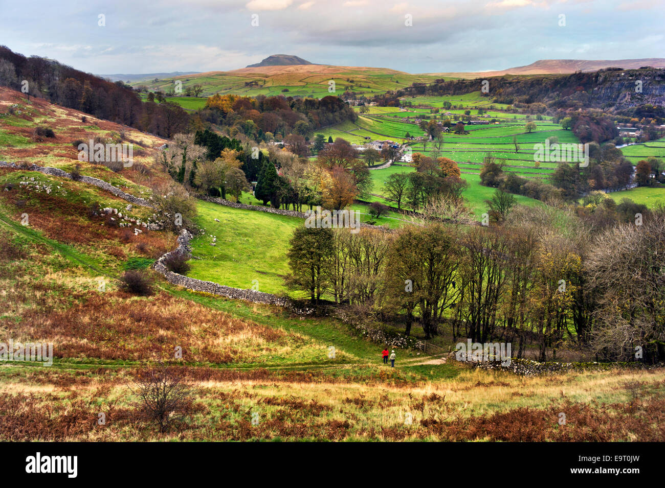 Giggleswick, North Yorkshire, UK. 1. November 2014. UK-Wetter. Herbstnachmittag in Giggleswick in den Yorkshire Dales mit Pen-y-Gent Hill gesehen, am Horizont Credit: John Bentley/Alamy Live News Stockfoto