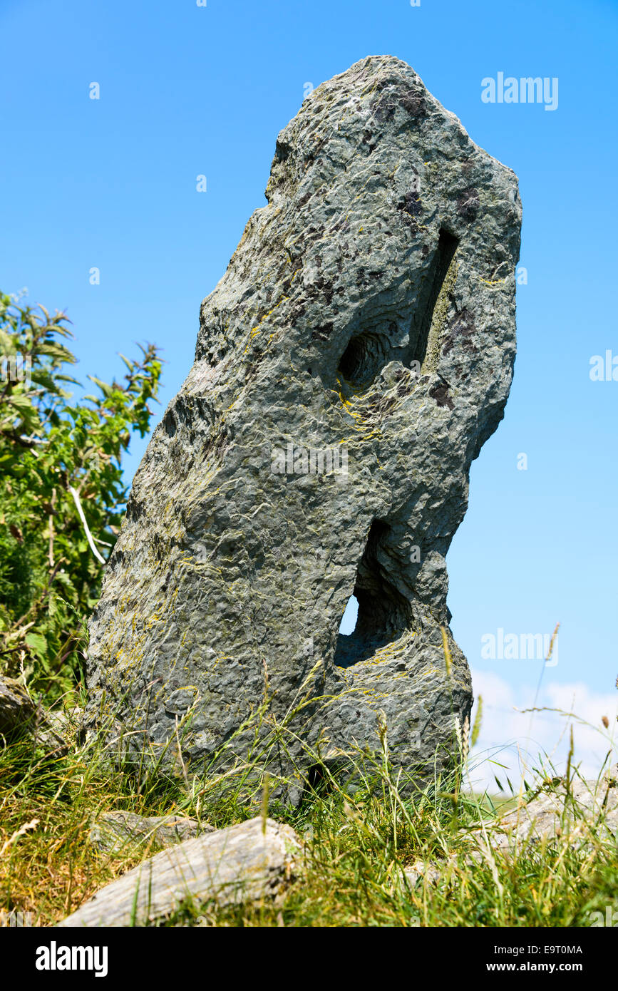 Grenzstein auf der Landzunge an Blackstone Punkt Stockfoto