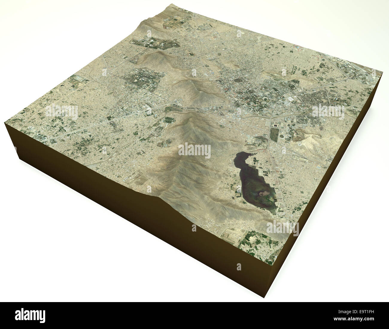3D Kabul Afghanistan, Stadt, Satellitenansicht, Querschnitt, Abschnitt Land zuordnen. Element dieses Bildes sind von der NASA eingerichtet Stockfoto