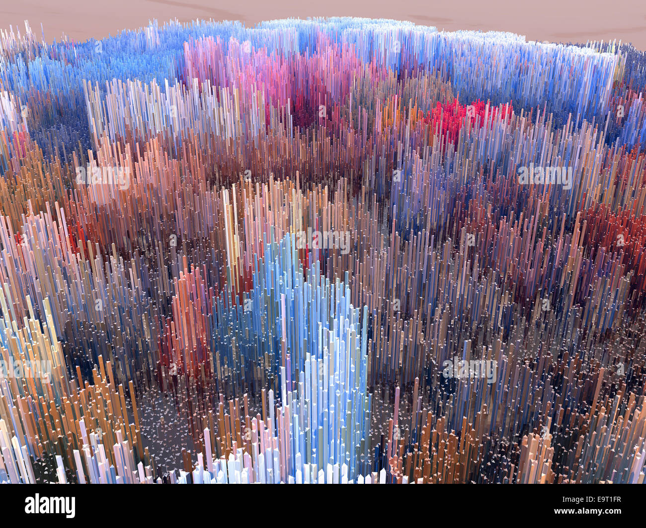 3D City der Zukunft, Wolkenkratzer, Science-Fiction, abstrakte Stockfoto