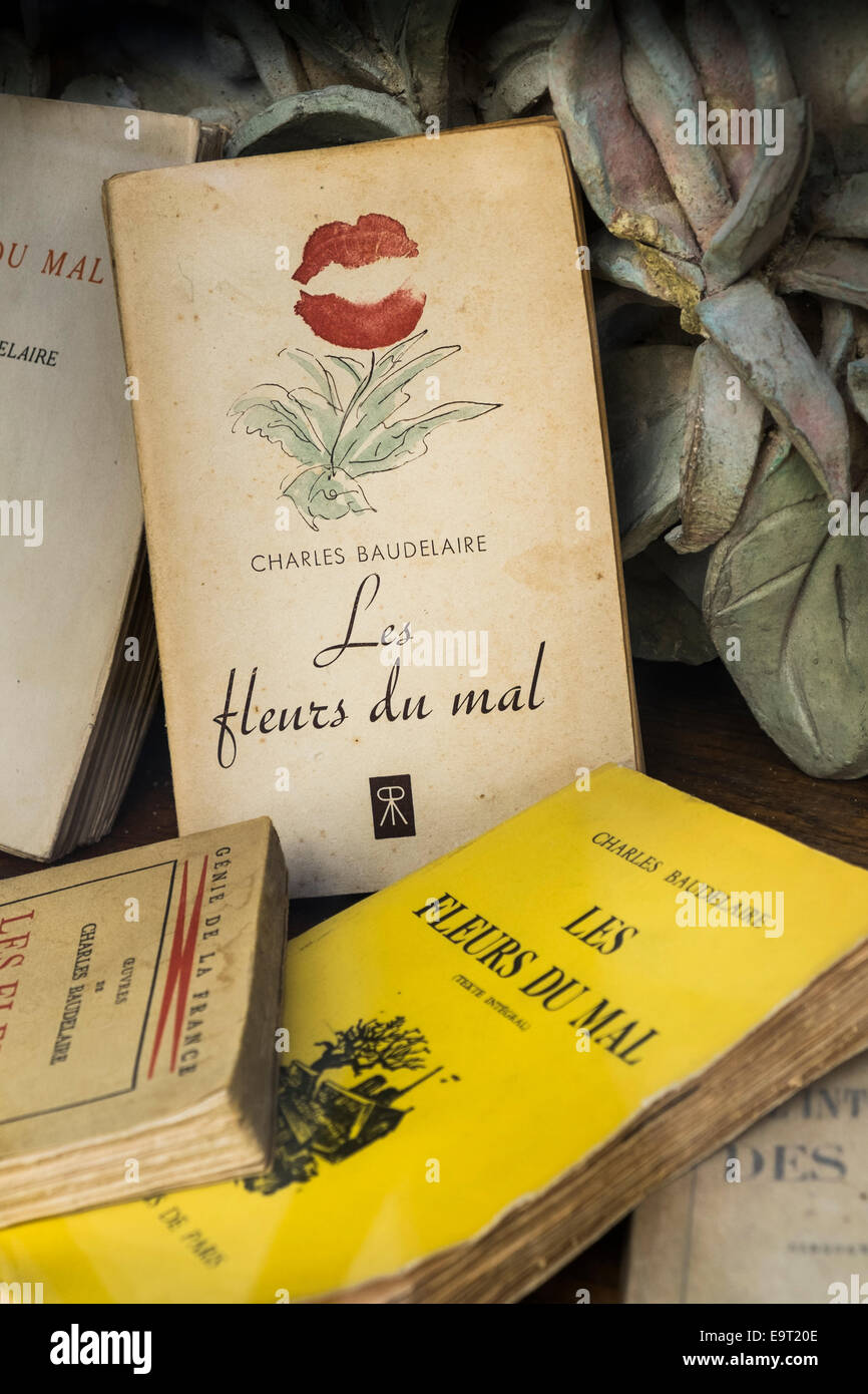 einige antiquarische Ausgaben von Charles Baudelaires Buch der Gedichte Les  Fleurs du Mal, die Blumen des Bösen Stockfotografie - Alamy