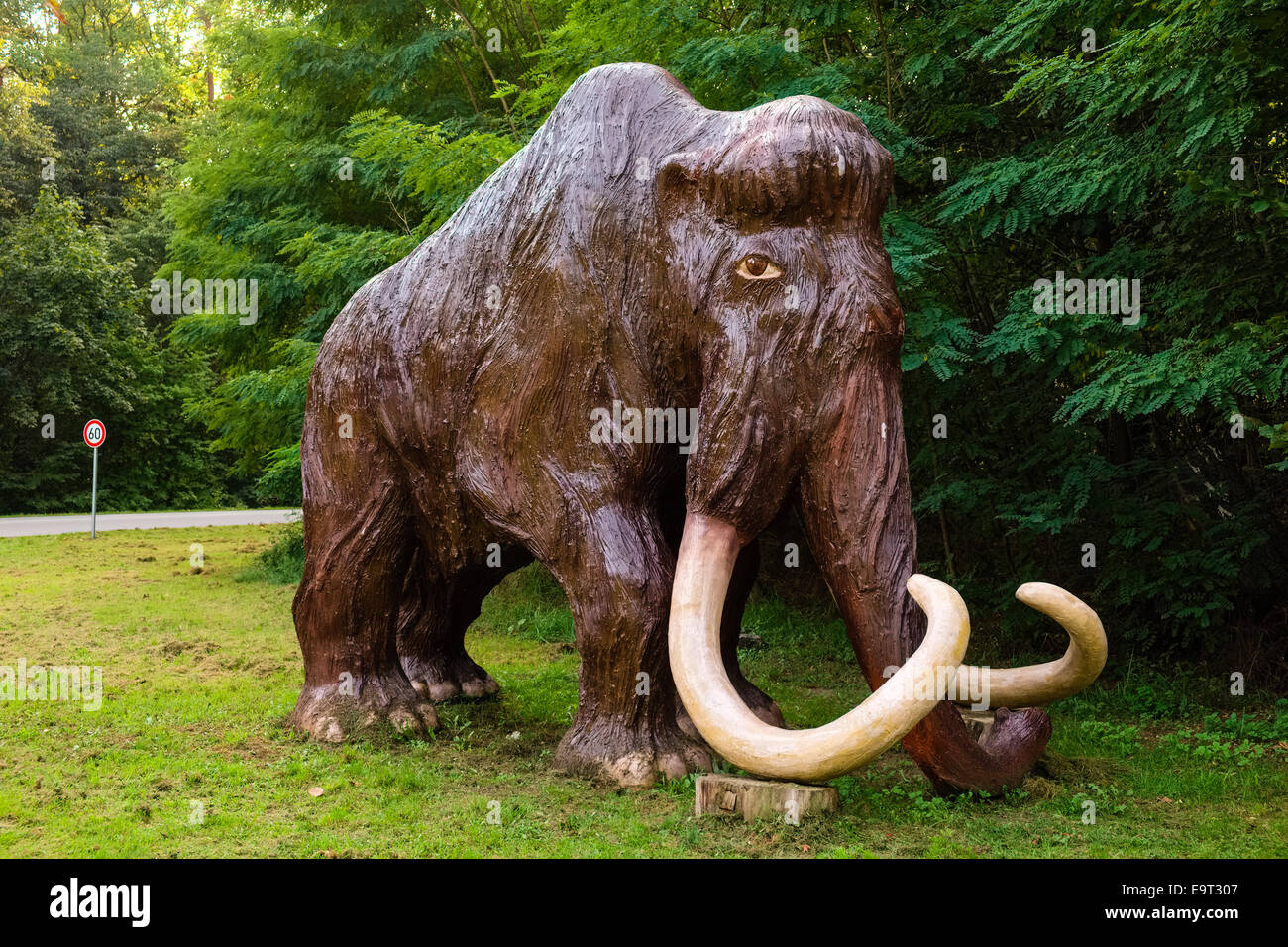 Skulptur eines Mammuts in der Nähe von Joachimsthal, Brandenburg, Deutschland Stockfoto