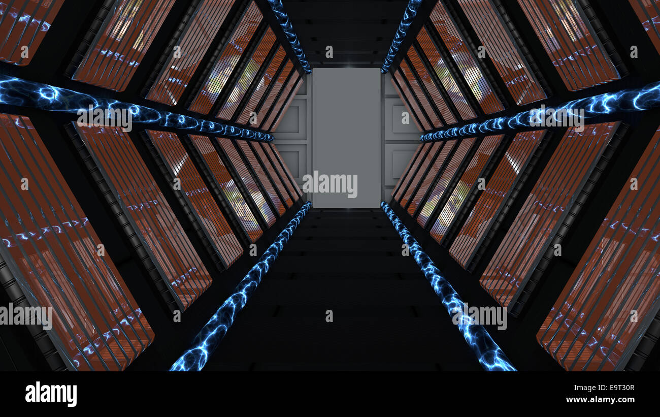 3D-Korridor vorbei an Raumschiff Science-Fiction Stockfoto 3D-Korridor vorbei an Raumschiff Science-Fiction Stockfoto
