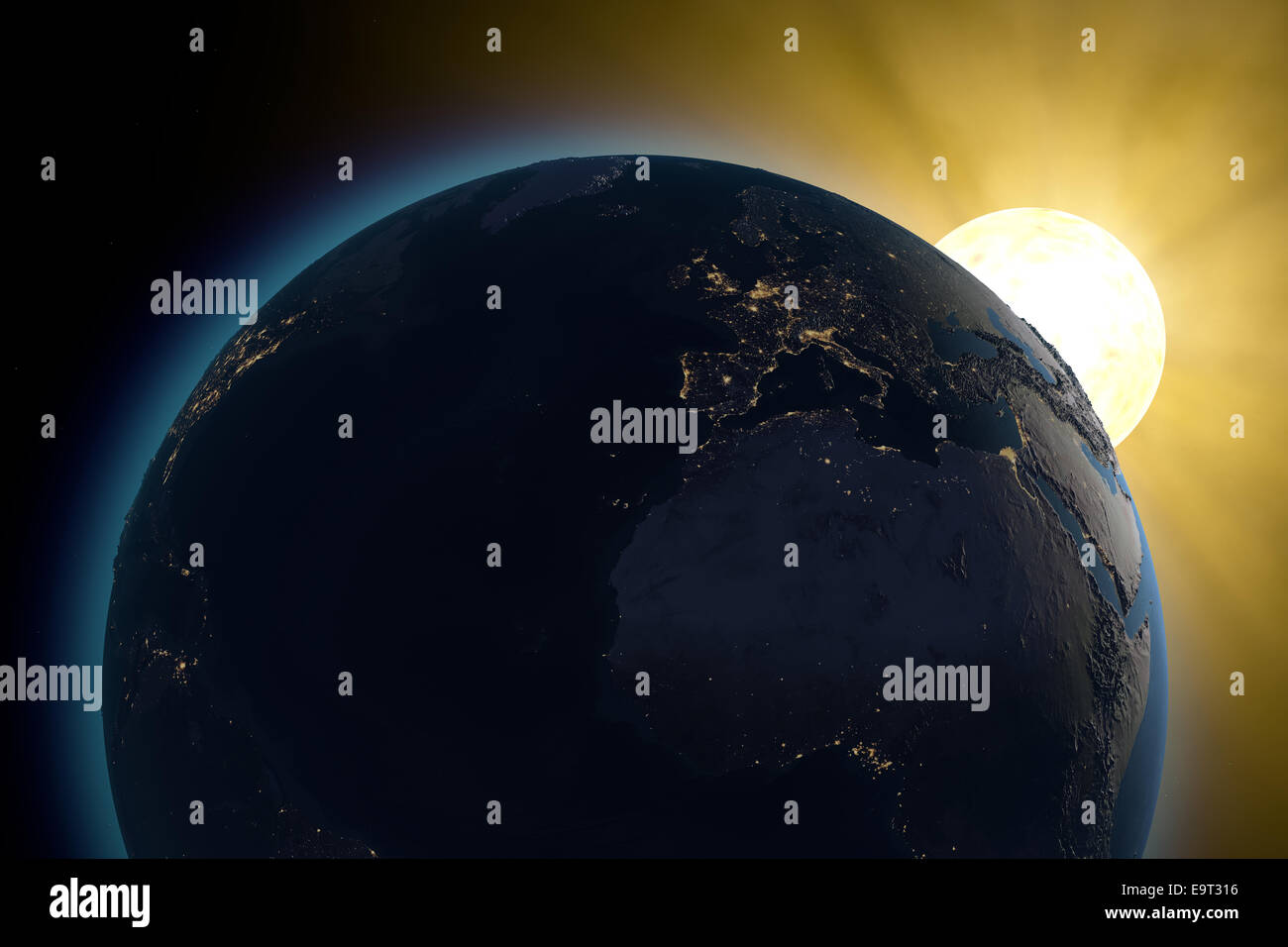 Welt Erde Raum Sonne, Nahost. Bilder sind von der NASA eingerichtet. Stockfoto