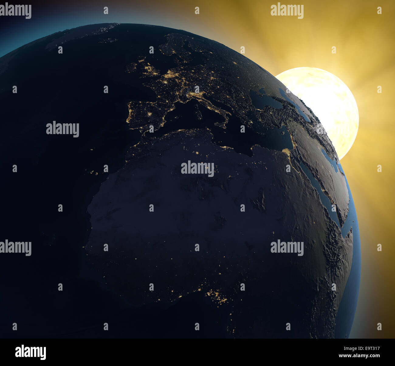 Welt Erde Raum Sonne, Nahost. Bilder sind von der NASA eingerichtet. Stockfoto