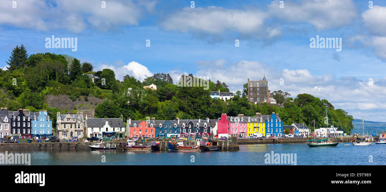Bunte Gebäude an der Uferpromenade in Tobermory die Hauptstadt der Isle of Mull in der Inneren Hebriden in Schottland Stockfoto
