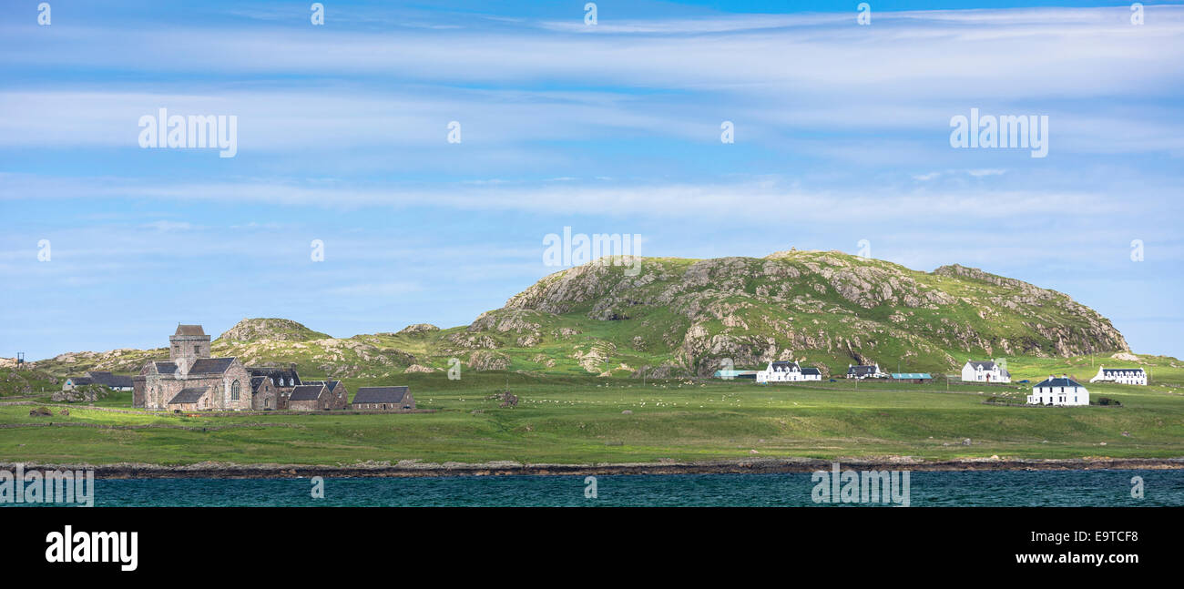 Die alten Iona Abbey und St Oran Kapelle auf Isle of Iona in den Inneren Hebriden und Western Isles, Westküste von Schottland Stockfoto