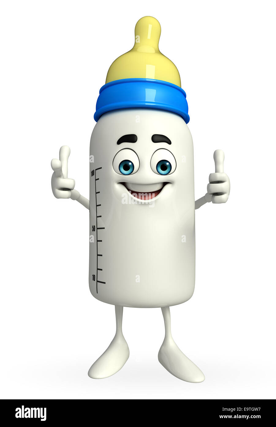 Cartoon-Figur des Baby-Flasche mit Schläge Pose Stockfoto