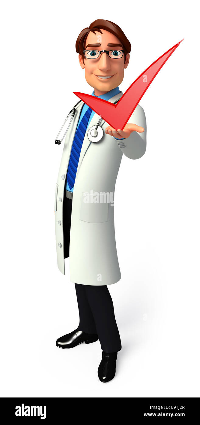Illustration der junge Arzt mit richtigen Zeichen Stockfoto