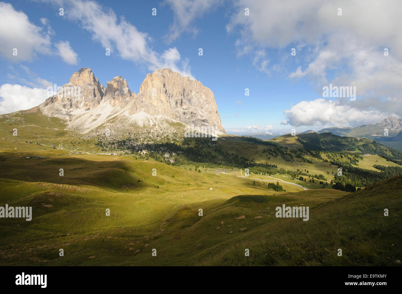 Sellajoch zwischen Gardena und Fassa Tal, italienischen Dolomiten Stockfoto