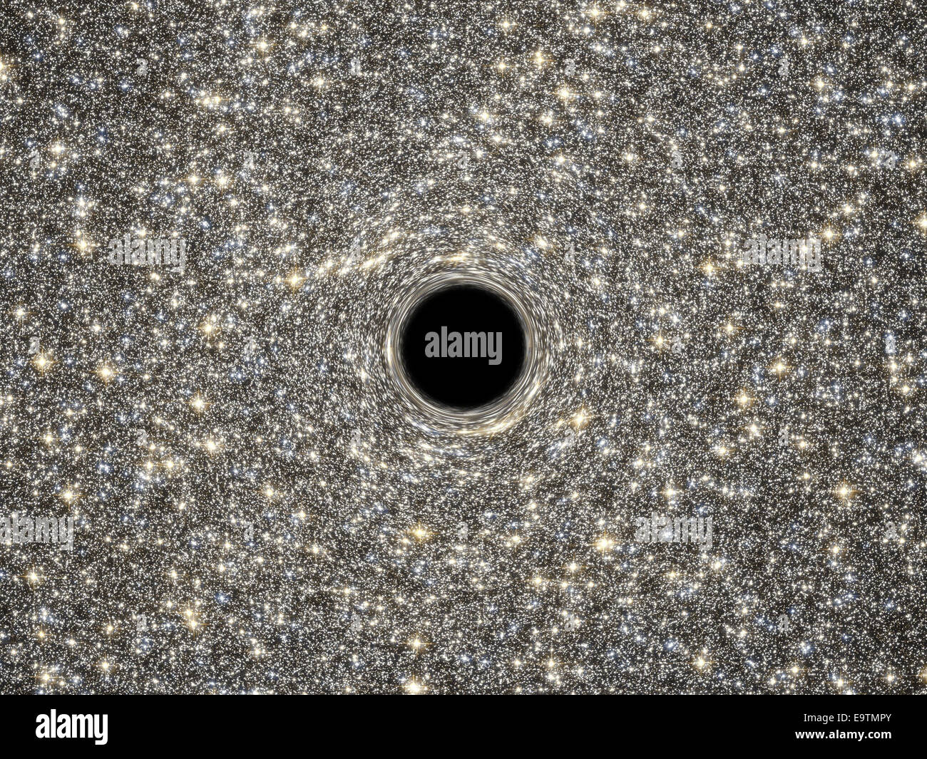 Das Hubble-Weltraumteleskop hat zur Entdeckung der kleinsten bekannten Galaxie beigetragen, die ein supermassereiches Schwarzes Loch enthält. Dieser Befund liefert wertvolle Einblicke in die Galaxienbildung und die Entwicklung von Schwarzen Löchern. Stockfoto