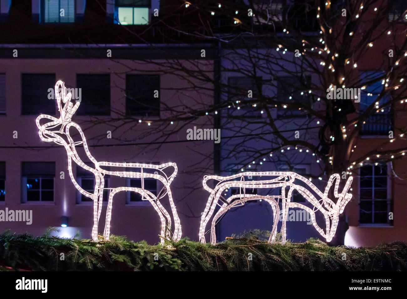 LED Licht Rentier Weihnachtsschmuck Stockfoto
