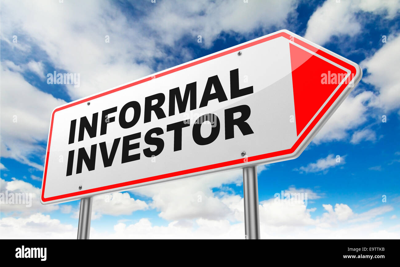 Melden Sie informelle Investoren - Inschrift auf Red Road Himmelshintergrund an. Stockfoto