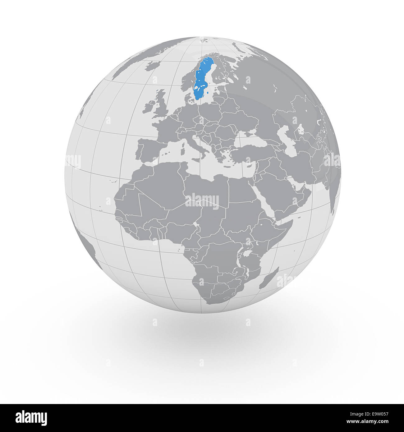 Schweden auf Globus isoliert auf weißem Hintergrund Stockfotografie - Alamy