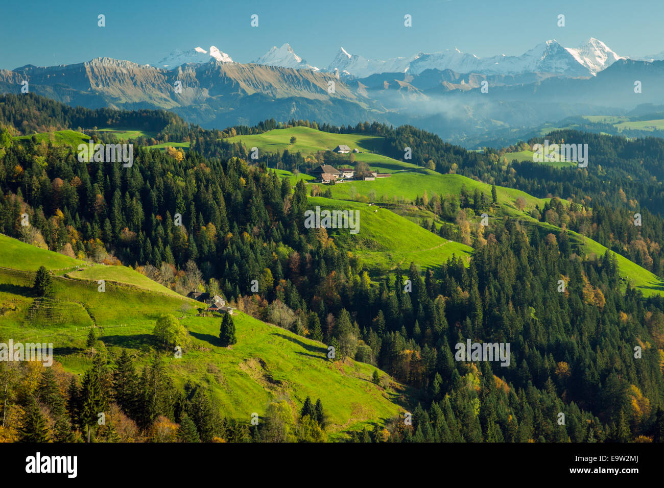 Herbstnachmittag im Emmental regioin, Kanton Bern, Schweiz. Stockfoto
