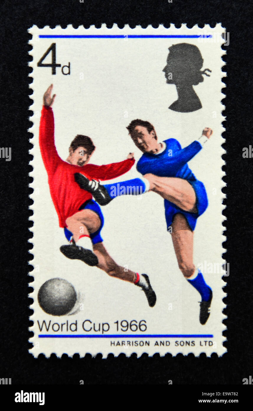 Briefmarke. Great Britain. Königin Elizabeth II. Fußball World Cup, England. 1966. Stockfoto